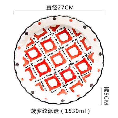 Teller Underglaze Color Technology 10-Zoll-Tiefplatte Pizzateller Runde Keramikschale Haushalt Wellige Spitze Backofen Backwerkzeuge B.