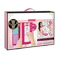 M&H Kids Fashion Design Activity Set with 51-Piece Carry Case, Create 100 Unique Outfits, Portable Craft Toy for Girls