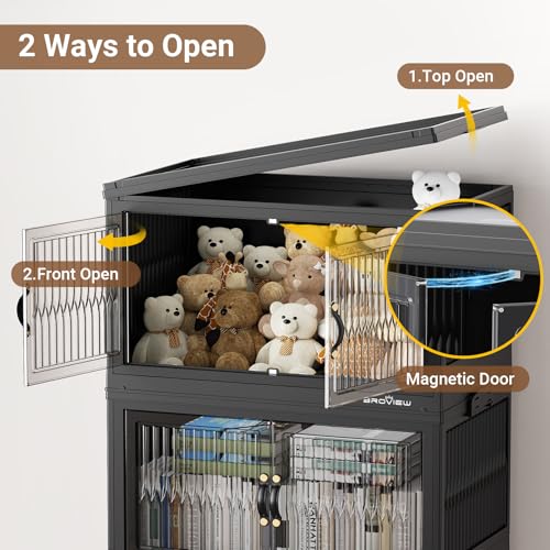 Image of BROVIEW 400Qt Stackable Storage Bins with Lid for Home Dorm, 4Pack Black