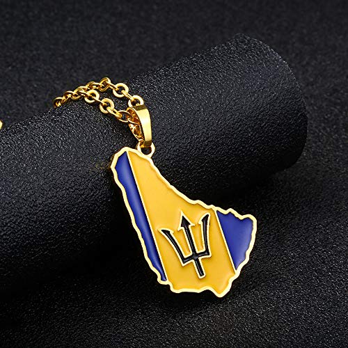 Barbados Necklace 18K Gold Plated Barbados Island Map Flag Pendant Caribbean Sea Jewelry Ethnic Gifts4