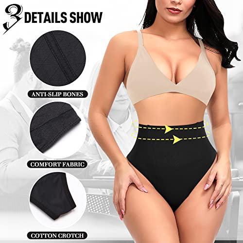 Image of Werena Thong Shapewear for Women Tummy Control Seamless High Waist Body Shaper Underwear Shaping Panties