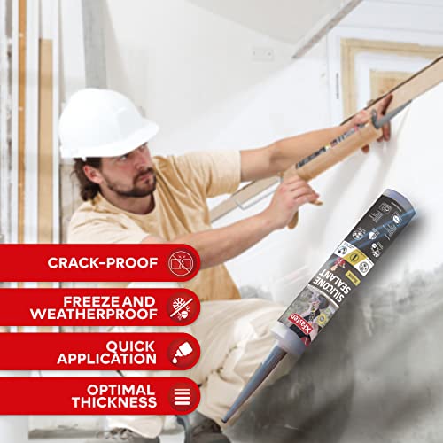 Xfasten Silicone Sealant Waterproof Black Cartridge, 10.1 Oz (8-Pack) Black Caulking Silicone Adhesive Sealant Cartridge For Rv, General Use, Window, Door, Glass, Automotive Leak Sealing #TOP3