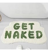 FPYWO Get Naked Bath Mat Green,Cute Get Naked Bathroom Rugs,Soft Non Slip Bath Rugs Funny Shower ...