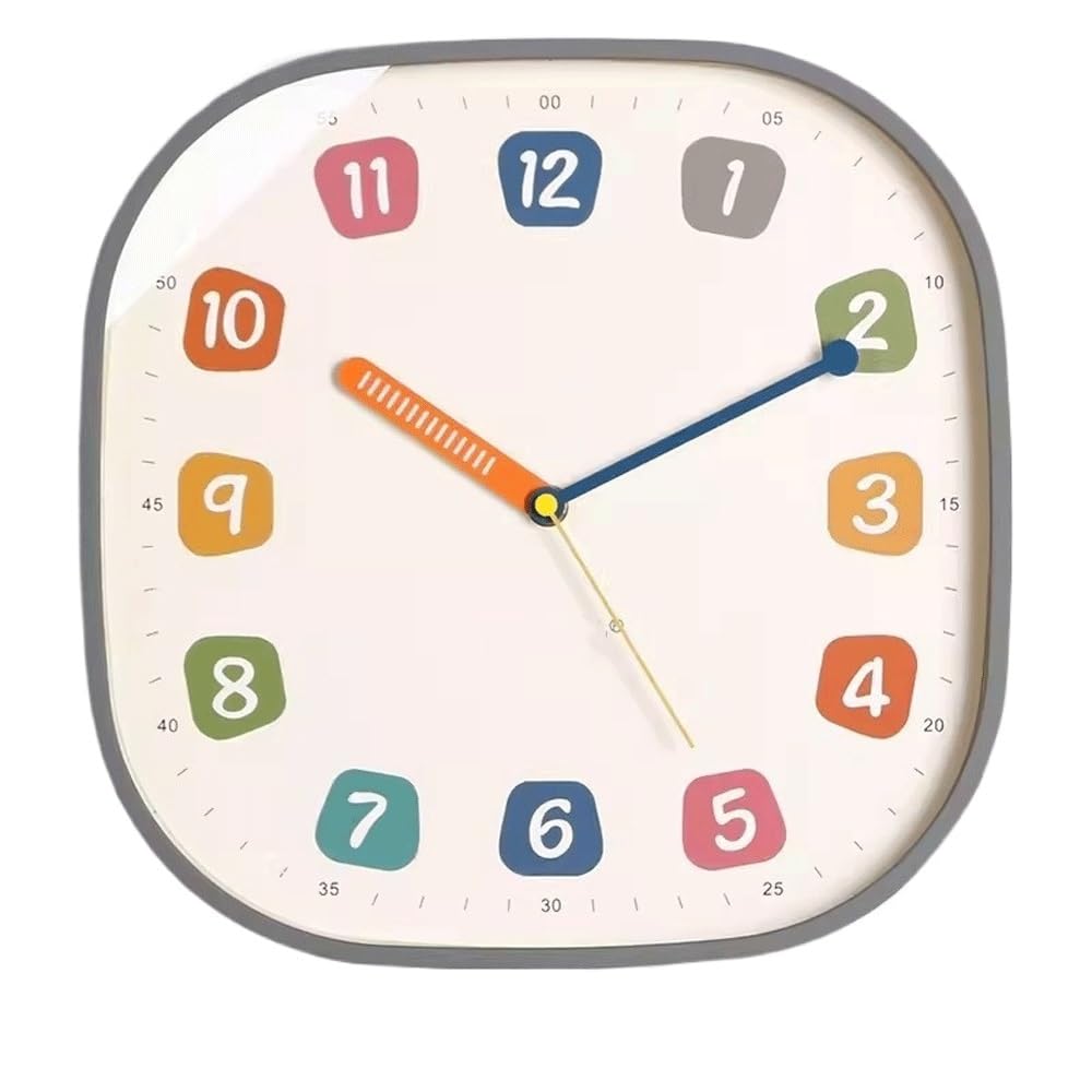 J9V4G6S3B5 Analogue Wall Clock Square Silent Wall Clock Home Living Room Simple and Fashionable Bedroom Quartz, Suitable For, Study for Room Decoration(Gris)