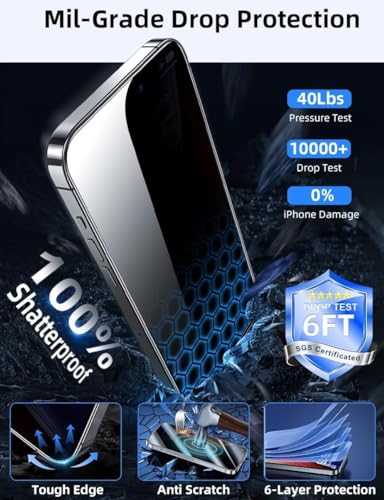 Image of SHILD Privacy Tempered Glass Screen Protector Compatible for iPhone 12 Pro Max (6.7 Inches) - Edge-to-Edge Coverage, Anti-Spy, Easy Installation Kit, 9H Hardness, HD Clarity