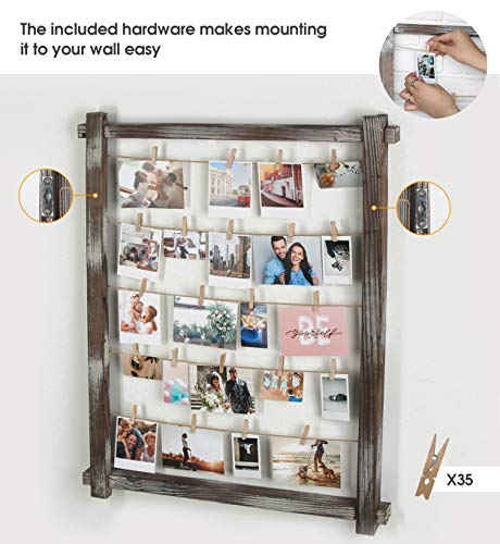 J Jackcube Design Photo Wall Display Picture Collage Frame Board For Multi Photo Display Wall Decor With 35 Clips Rustic Wood thumb #4