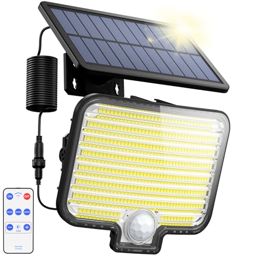GOLUMUP Focos Led Exterior Solares, [297LED 3000LM] Luz Solar con Sensor de Movimiento, 3 Modos, IP65, Luces Solares led Exterior Jardin con Control Remoto, para Jardin, Garajes (1 Pieza)