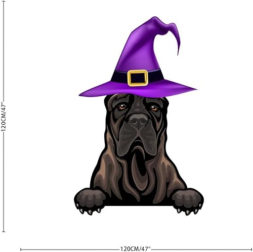 Miniatura 5 de Calcomanías de Halloween de bruja Presa Canario, calcomanías de pared de bienvenida de Halloween, calcomanías de pared de perro Presa Canario,