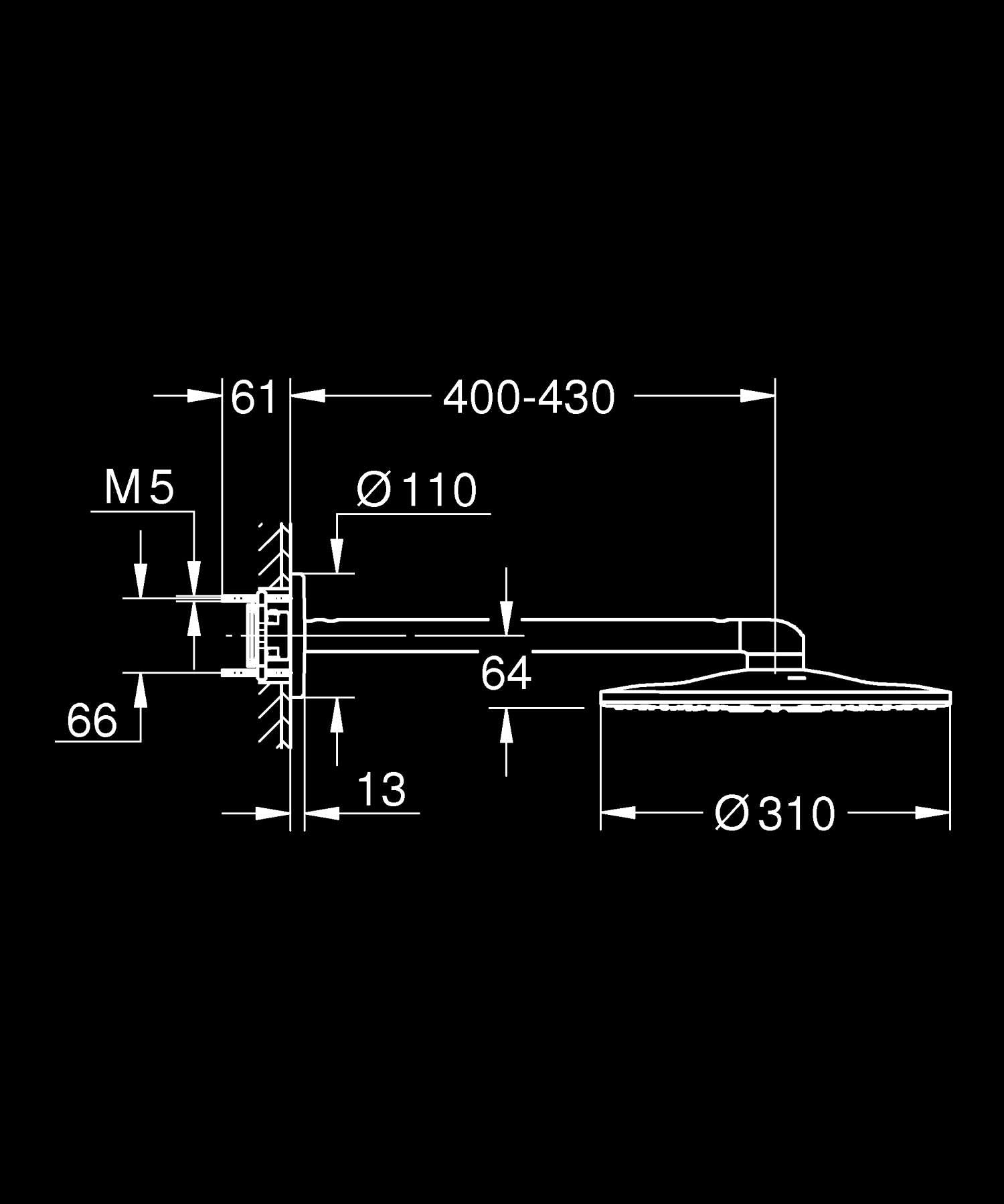 Grohe RAİNSHOWER SMARTACTİVE 310 TEPE DUŞU SETİ 430 MM, 2 AKIŞLI - 26475AL0