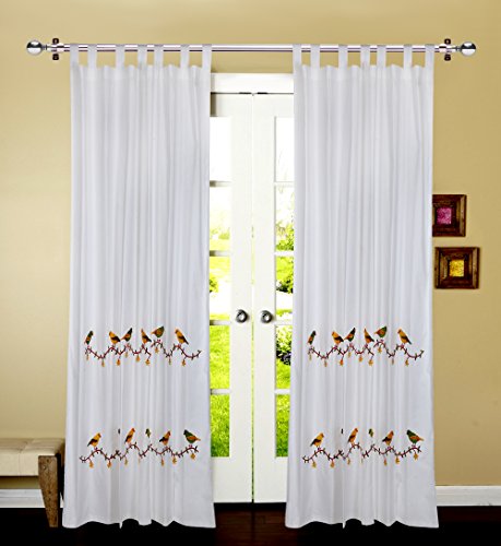 Image of LINENWALAS Cotton Curtains for Doors 7 Feet Set of 2, Linen Textured Doors Curtains for Home Decor, Hangs Elegantly with Back Loops (4.5ft x 7ft, Multi)