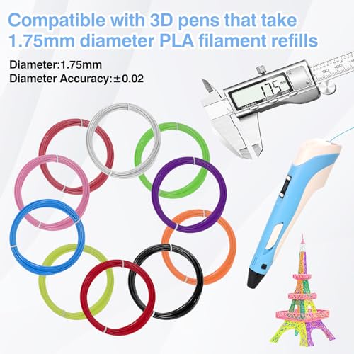 3D Stift PLA Filament 1,75 mm Mit Vorlagen Buntes 22 Muster,10 Farben, je 5M, 3D Stift Zubeh?r f¨¹r Kinder und Erwachsene Starterset, 3d Pen Filament f¨¹r 3D Drucker Stift – Bild 6
