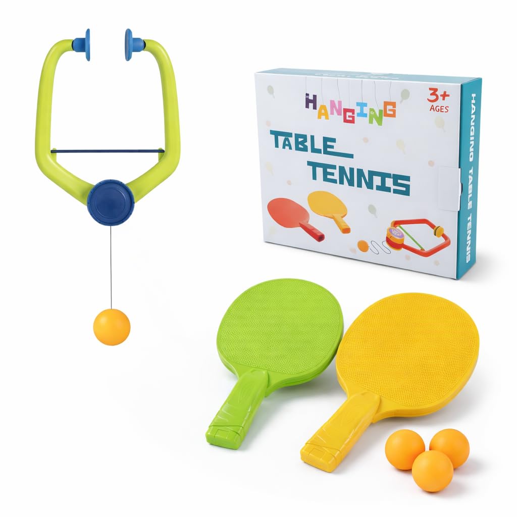 Door Hanging Table Tennis Trainer for Kids Indoor Ping Pong Game Set with 2 Rackets and 4 Balls Fun Sports Toy for Boys and Girls Ages 5 Plus Safe Non-Toxic Indoor Play Activity-image-11