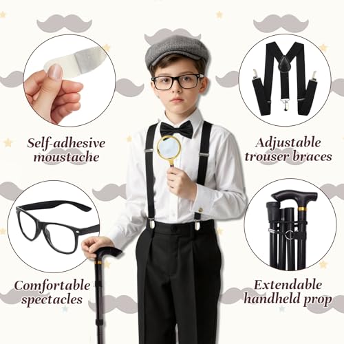 Disfraz de Abuelo para Niños 8 Piezas Carreuty miniatura 3