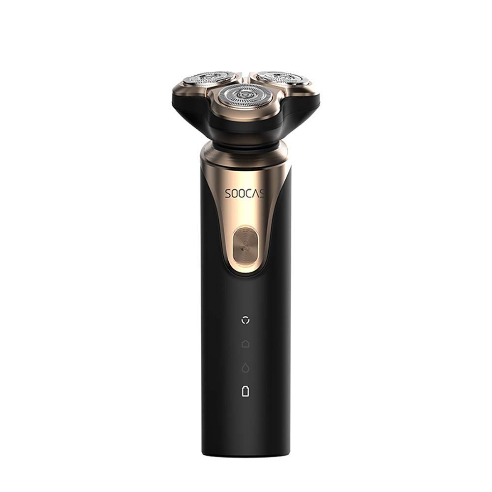 SOOCAS Rasoio elettrico da uomo, rasoio elettrico da uomo, bagnato e asciutto, IPX7 impermeabile rotativo per il viso, rasoio portatile senza fili, ricaricabile tramite USB, per marito papà, nero