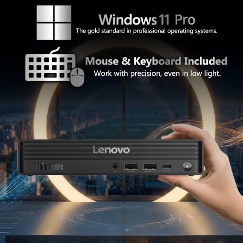 Image of Lenovo ThinkCentre M70q Gen 6, Intel Core Ultra (Beats i7-13700T), 64GB DDR5 RAM, 1TB NVMe SSD, WiFi 6E, Bluetooth, RJ-45, DP Port, HDMI, Win 11 Pro, AI Business Desktop