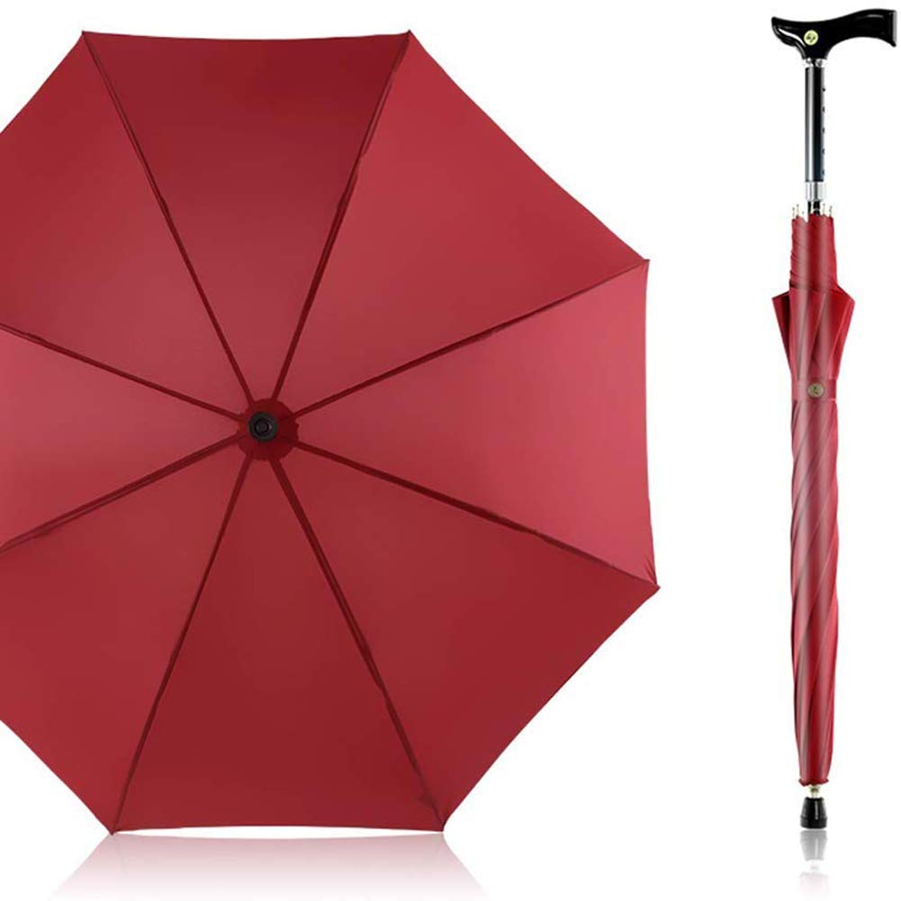 Automatik Regenschirm Gehstock, Classic Canes Regenschirm von 105cm Durchmesser Höhenverstellbar Spazierstock für Senioren,Schwarz
