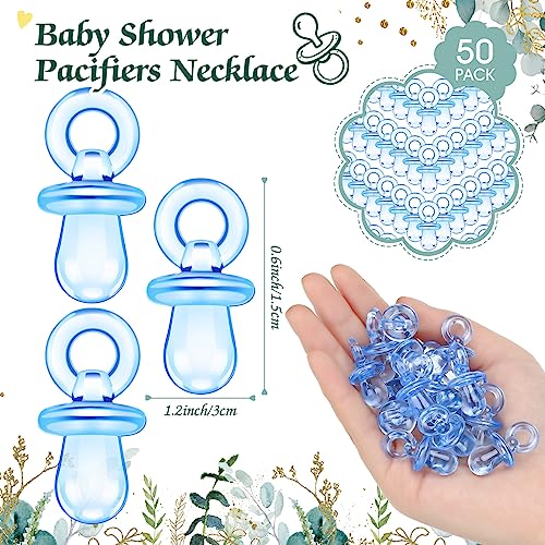 Image of Thyle 51 Pcs Greenery Theme Pacifier Hunt Baby Shower Games Include Blue Hunt Sign and 50 Acrylic Pacifiers for Greenery Eucalyptus Baby Shower Game Decoration Gift Sets Gender Reveal Party Decor