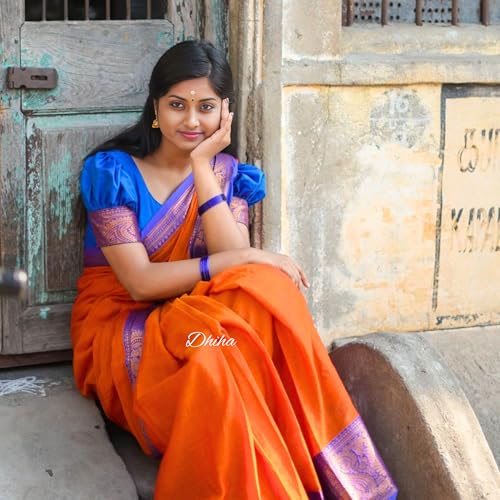 Image of Narayanpet Pure Cotton Avani Border Saree for Women with Running Blouse | Tassels | Traditional Woven Solid Design | Handloom Weave
