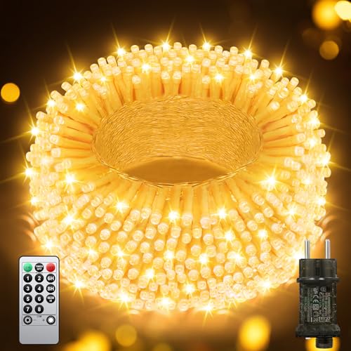 Lichterkette Außen 65M 650 LED, Warmweiß Lichterkette Außen Strom...