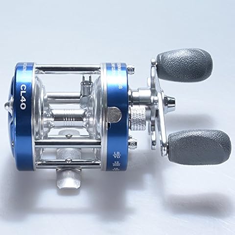 DishyKooker Fishing Reel Spinning Reels Round Light Weight Baitcasting Reel Smooth Powerful with Oversized Fishing Reel Handle Grips Blue Right Hand Cover