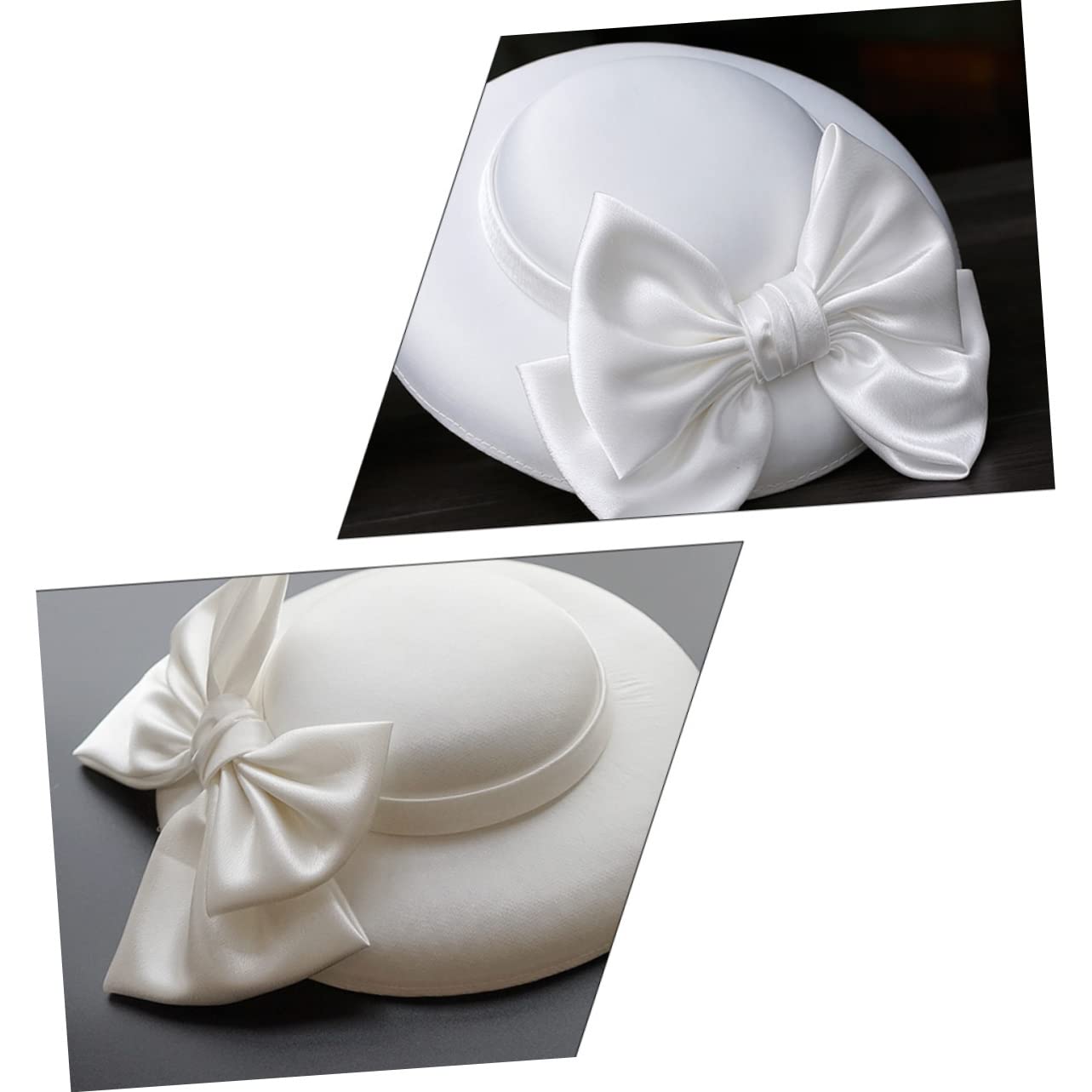 Damen Fascinator Hut FüR Hochzeiten Partys WeißEr Satin Bowler Hut Mit Verstellbarem SchweißBand Eleganter Party Dress FüR Festliche AnläSse Und KostüMpartys