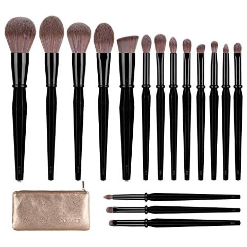 TEXAMO Makeup Brushes Set, 16 Pieces Professional Premium Cosmetic Brushes for Foundation, Blush, Concealer, Eyeshadow, Synthetic Hair, Diamond Make up Brush Sets with Cosmetic Bag Cover