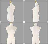 Vista 4 de Maniquí femenino ajustable con forma de torso para exhibición de ropa con soporte de metal dorado