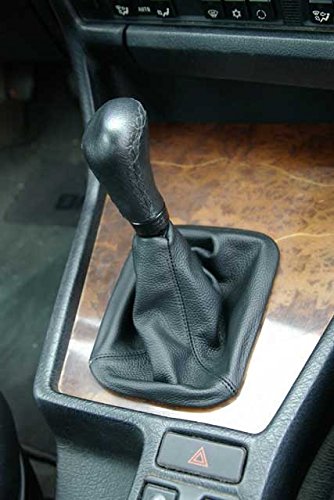 RedlineGoods Shift Boot Compatible with BMW 7-Series 1987-94. Tailor Made - not Universal. Genuine top-Grade Italian Black Suede (Alcantara) with Blue Thread