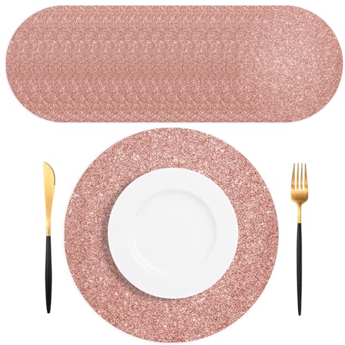 SMUAENSS 50 PCS Rose Gold Paper Placemats Disposable, 13.5