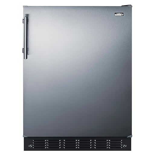 Summit FF708BLSS 24” Wide Under Counter Refrigerator 5.1 cu.ft. Made in Europe with Automatic Defrost Operation, Reversible Stainless-Steel Door, and Deluxe black interior (Right Hand Door)