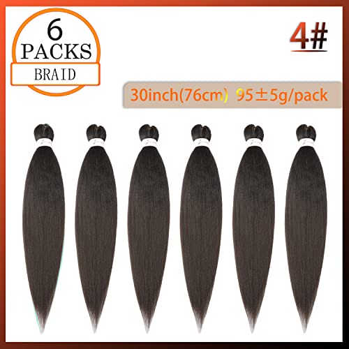 Pre-Stretched Braiding Hair ShowJarlly Hair African Braid Extension 6Packs/Lot Knotless Braiding Hair Extensions Hot Water Setting Crochet Braids Braiding Hair (30inch,4#) - Image 2