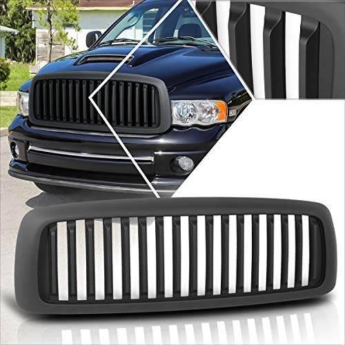Vertical Fence Style Front Bumper Grille Grill Compatible with 02-05 Dodge Ram 1500-3500,Matte Black