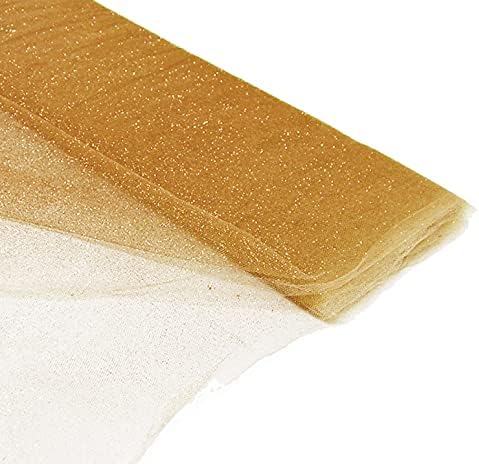 54" by 10 Yards (30 ft) Glitter Fabric Tulle Bolt for Wedding and Decoration (Gold)