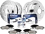 Detroit Axle - Front 262mm and Rear Drilled Slotted Disc Brake Rotors w/Ceramic Pads Replacement for Honda Civic Acura Integra (NOT-Type-R) - 10pc Set