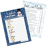 DISTINCTIVS Winter Party Games – Winter Themed Emoji Picture Guessing Game and Fact or Flake Winter Trivia (2 Game Bundle) - 25 Dual Sided Cards