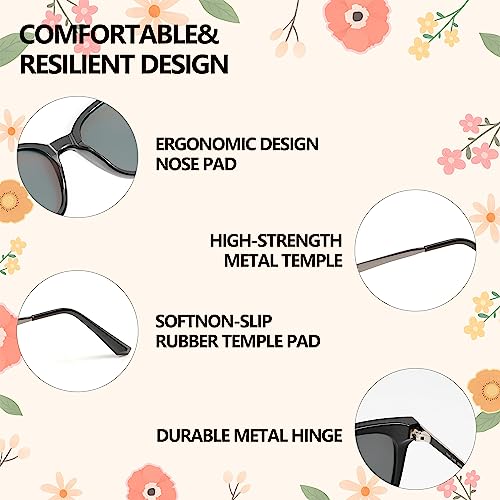 Image of Trendy TAC Polarized Square Sunglasses for Women Men, Oversized Lightweight TR90 Frame UV400 Protection