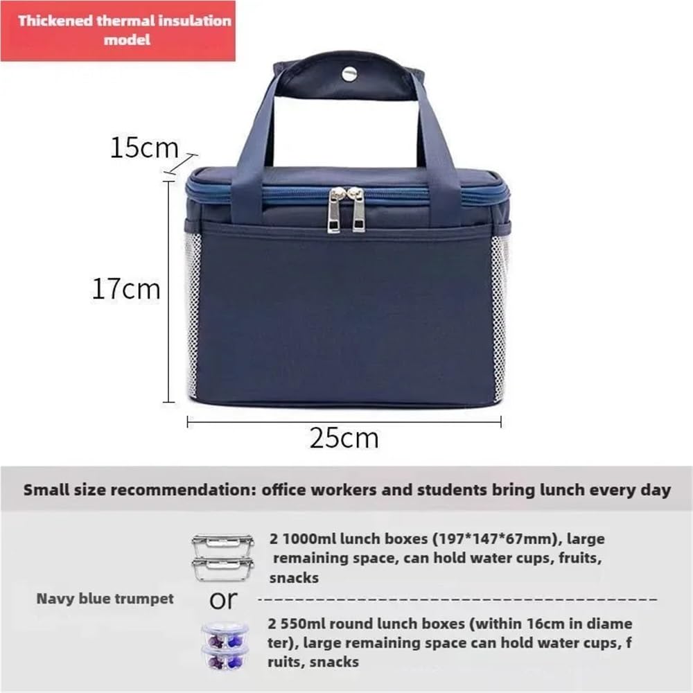 Torba Bento z izolacją termiczną o dużej objętości, przenośna folia aluminiowa pogrubiona studencka torba termoizolacyjna na lunch (L granatowa)