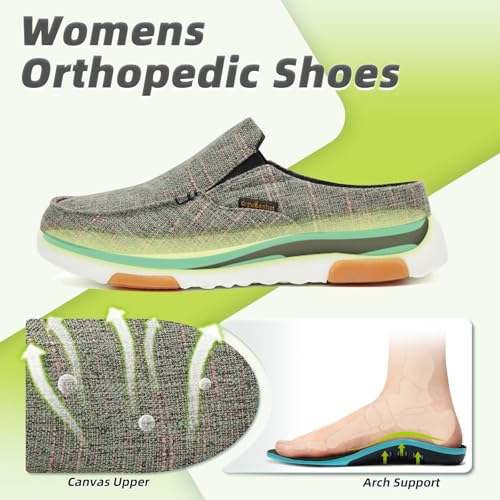 Image of OrthoComfoot Women's Arch Support Shoes,Plantar Fasciitis, Foot and Heel Pain Relief, Orthopedic Boat Shoes for Diabetic Bunions