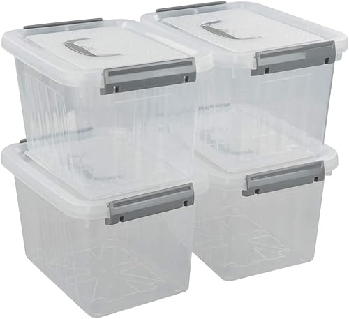 Miniatura 6 de Jekiyo Contenedor de almacenamiento de plástico transparente, contenedor de 6 cuartos de galón con tapa, 4 paquetes