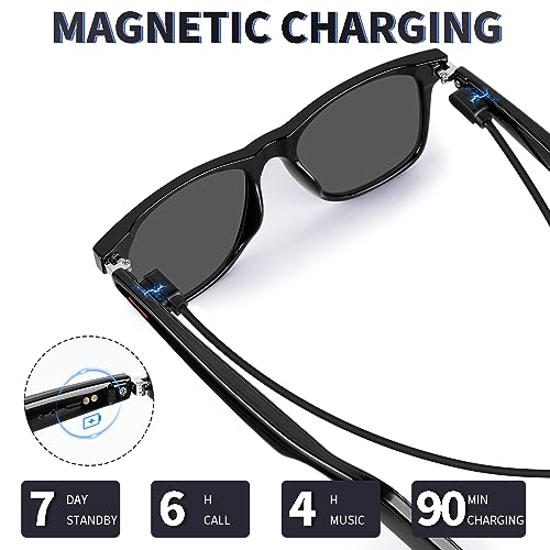 Image of Smart Sunglasses with AAC Speaker for Men Women, Remote Photo Open Ear Music Hand-Free Calling, Fit Large Faces Unisex Audio Intelligent Sunglasses, for Friends Family