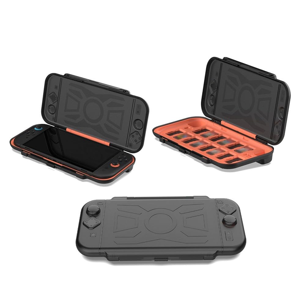 Custodia rigida per Nintendo Switch 2 con 14 cartucce di gioco, guscio protettivo in ABS, per design compatto e portatile, compatibile con giochi Nintendo Switch, nero e blu