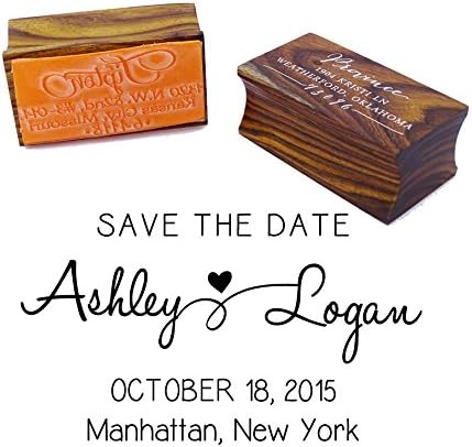 Sello de invitación de boda personalizado Guardar la fecha Sello de goma montado en madera Idea de regalo