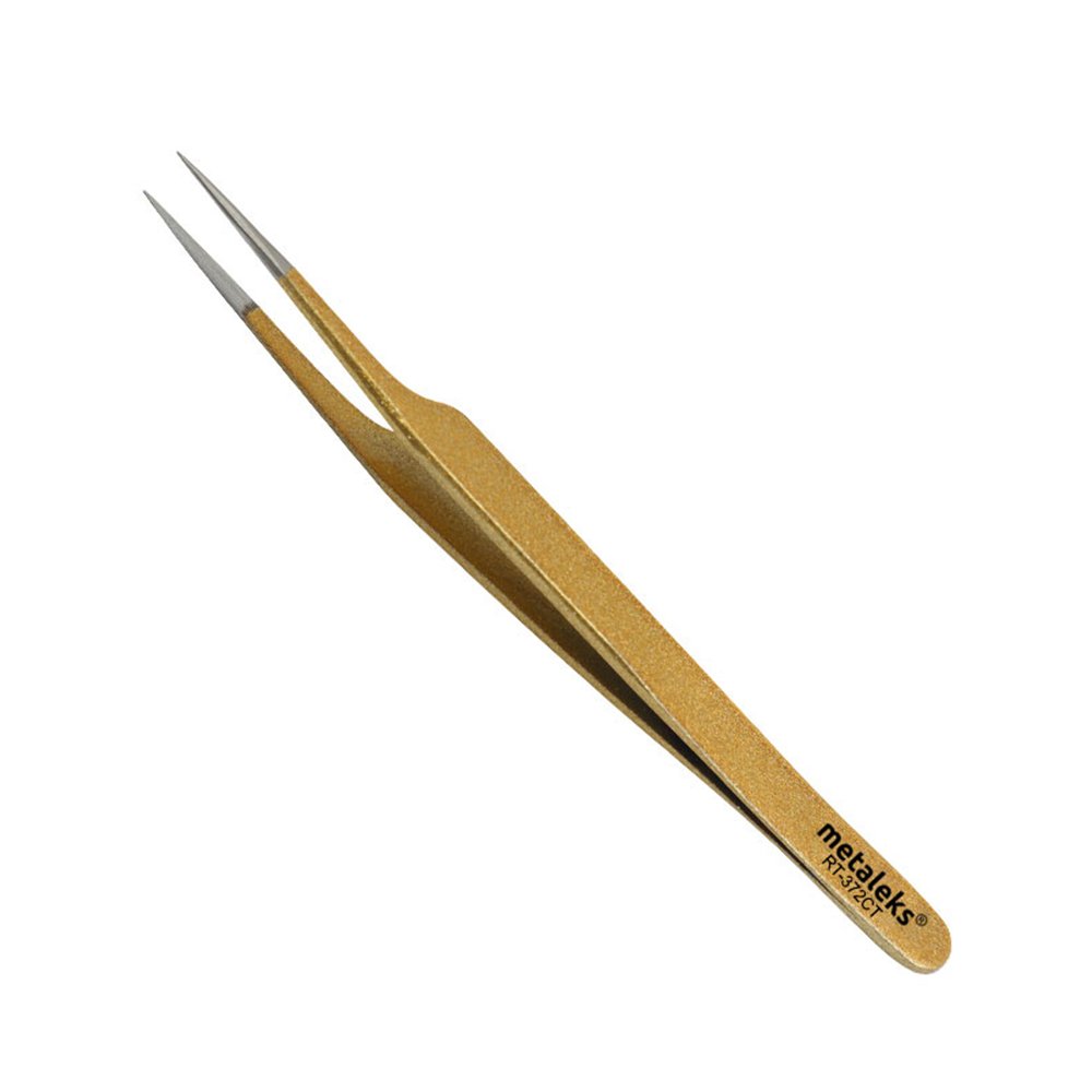 metaleksBest Tweezers for Eyelash Extension - Oblique Tip Tweezers - Hand Crafted Surgical Stainless Steel Precision Tweezers