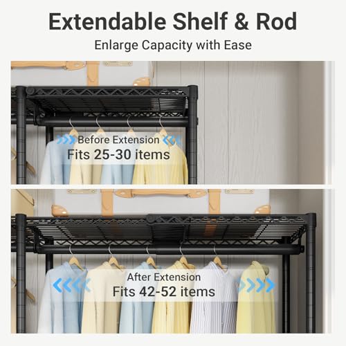 Image of VIPEK X4 Expandable Heavy Duty Clothes Rack Wardrobe Closet Organizer Black