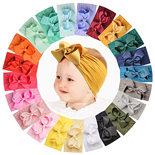 Image of 22 PCS Baby Girls Headbands Grosgrain Ribbon Big Hair Bows Elastic Soft Nylon Hairbands Accessories for Newborn Infant Toddler Kids Handmade