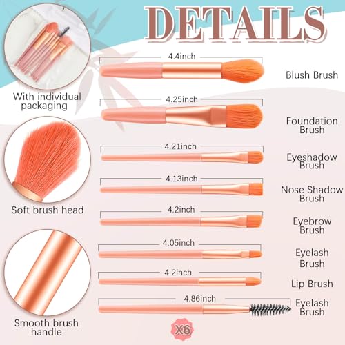 6 Set Pink Spa Party Favors for Women Travel Makeup Brush Bag Mini Hair Brushes Headband Scrunchies for Sleepover Bachelorette Wedding Bridal Shower Party Supplies Bridesmaid Gifts3