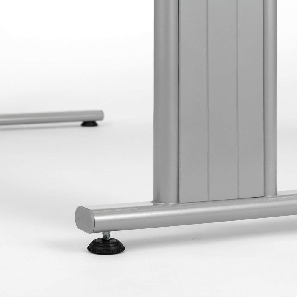 C Fuß Flex Schreibtisch, weiß/Silber, 160 x 80 x 68-82 cm