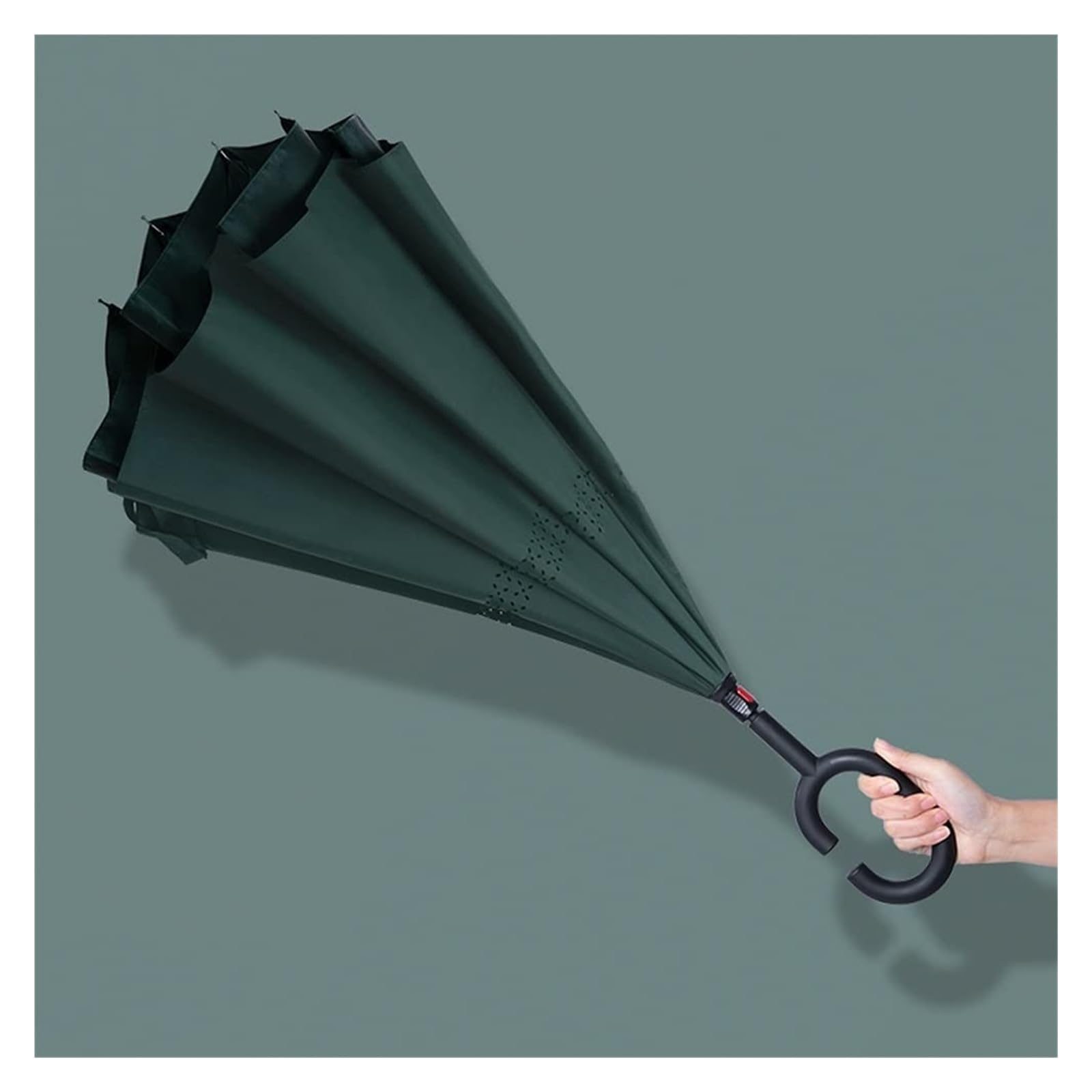 CMBSSTFC Paraguas de Mango Largo Paraguas invertido Manual Paraguas Grande Paraguas inverso Unbrella's para Lluvia al Aire Libre con Mango en Forma de C A Prueba de Viento