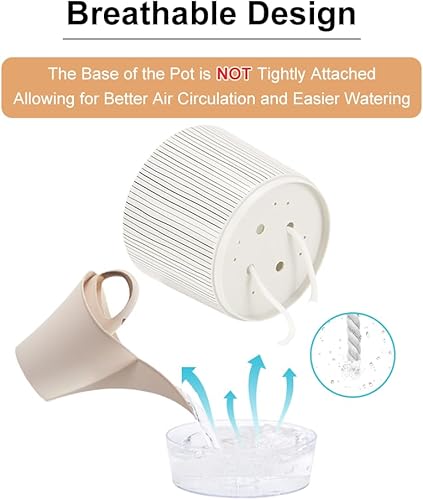 Miniatura 3 de Macetas de riego automático para plantas de interior, macetas, maceta de riego automático, 2 piezas de 4 + 5.3 pulgadas, rayas negras