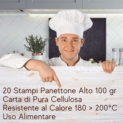Mini Panettone High Mould (100 g, 20 pcs), Professional Panettone Cups of Natural Paper of Pure Cellulose High Density - Image 2